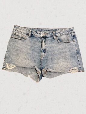 INC High Rise Light Wash Distressed Denim Shorts